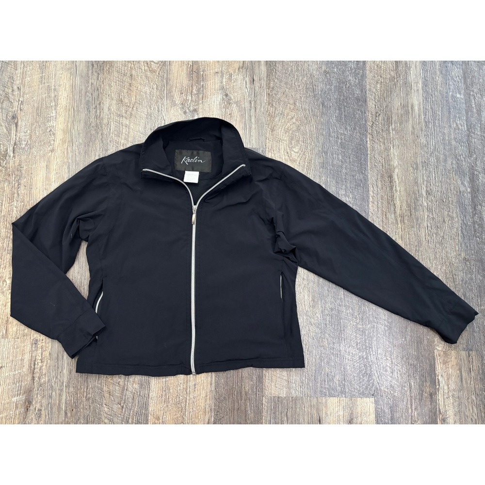 Kaelin Womens Black Full Zip Athletic Jacket Mock Neck Mesh Lined KF7007 Size M